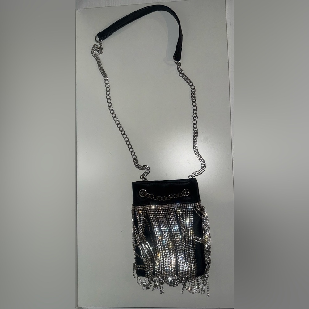 Black and Rhinestone Crossbody Bag